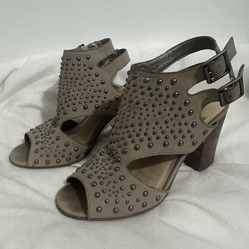 Very Volatile Studded Slingback Sandals Size 9 Gray Buckle Rockability Party